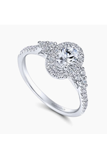 14K White Gold Oval Halo Diamond Engagement Ring, D: 0.33ct. G-H, SI2, TW: 0.66ct