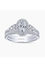 14K White Gold Oval Halo Diamond Engagement Ring, D: 0.33ct. G-H, SI2, TW: 0.66ct