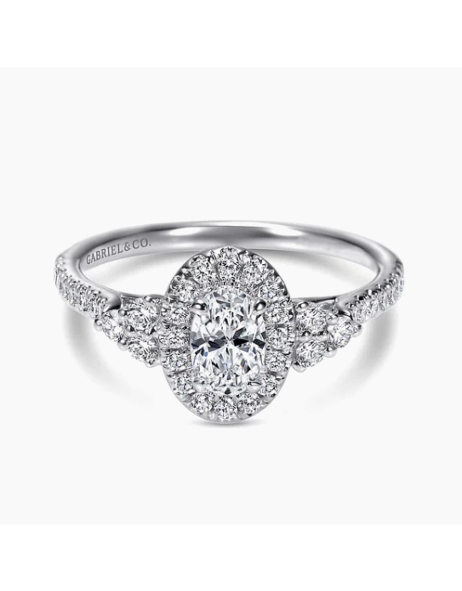 14K White Gold Oval Halo Diamond Engagement Ring, D: 0.33ct. G-H, SI2, TW: 0.66ct