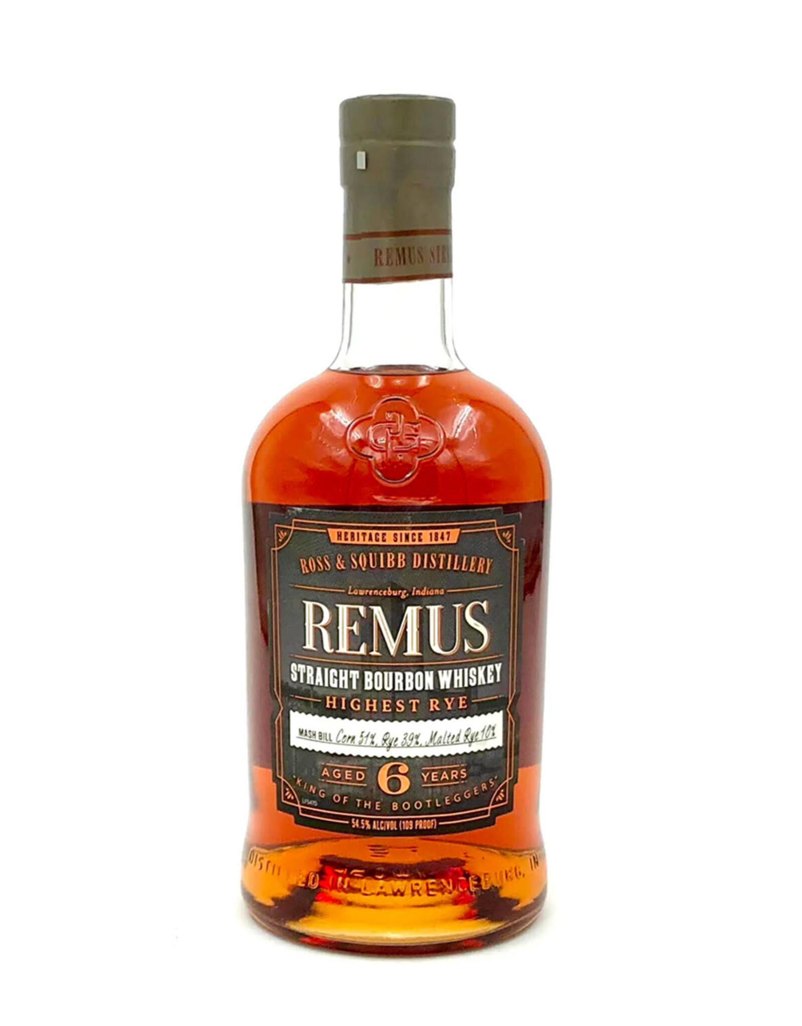 Remus Remus Straight Bourbon Whiskey Highest Rye Aged 6 Years  750 mL 109 Proof