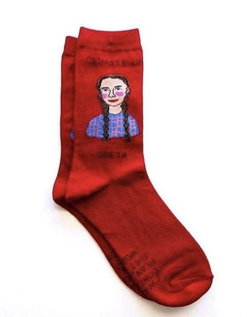 Maggie Stern Stitches Greta Thunberg Red Women's Ankle Socks