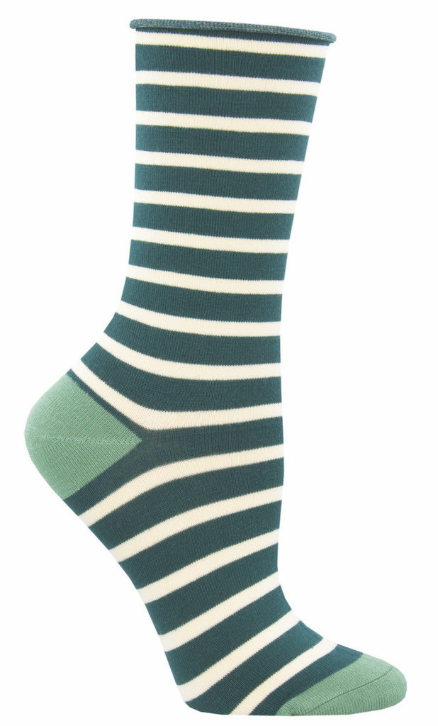 Socksmith Women's Green Sailor Stripe Bamboo Socks