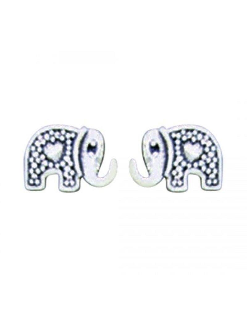 Acomo Jewelry Elephant with Heart Stud Earring