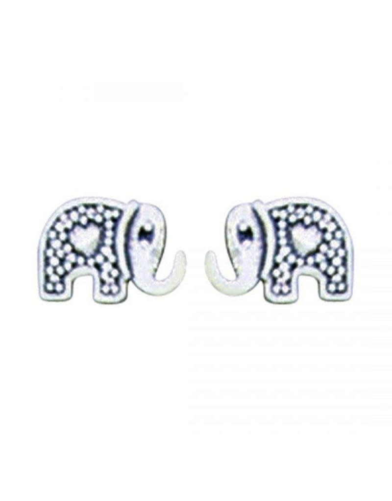 Acomo Jewelry Elephant with Heart Stud Earring