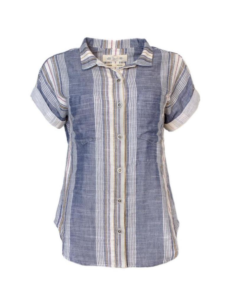 Purnell Women's Short Sleeve Double Sided Striped Shirt