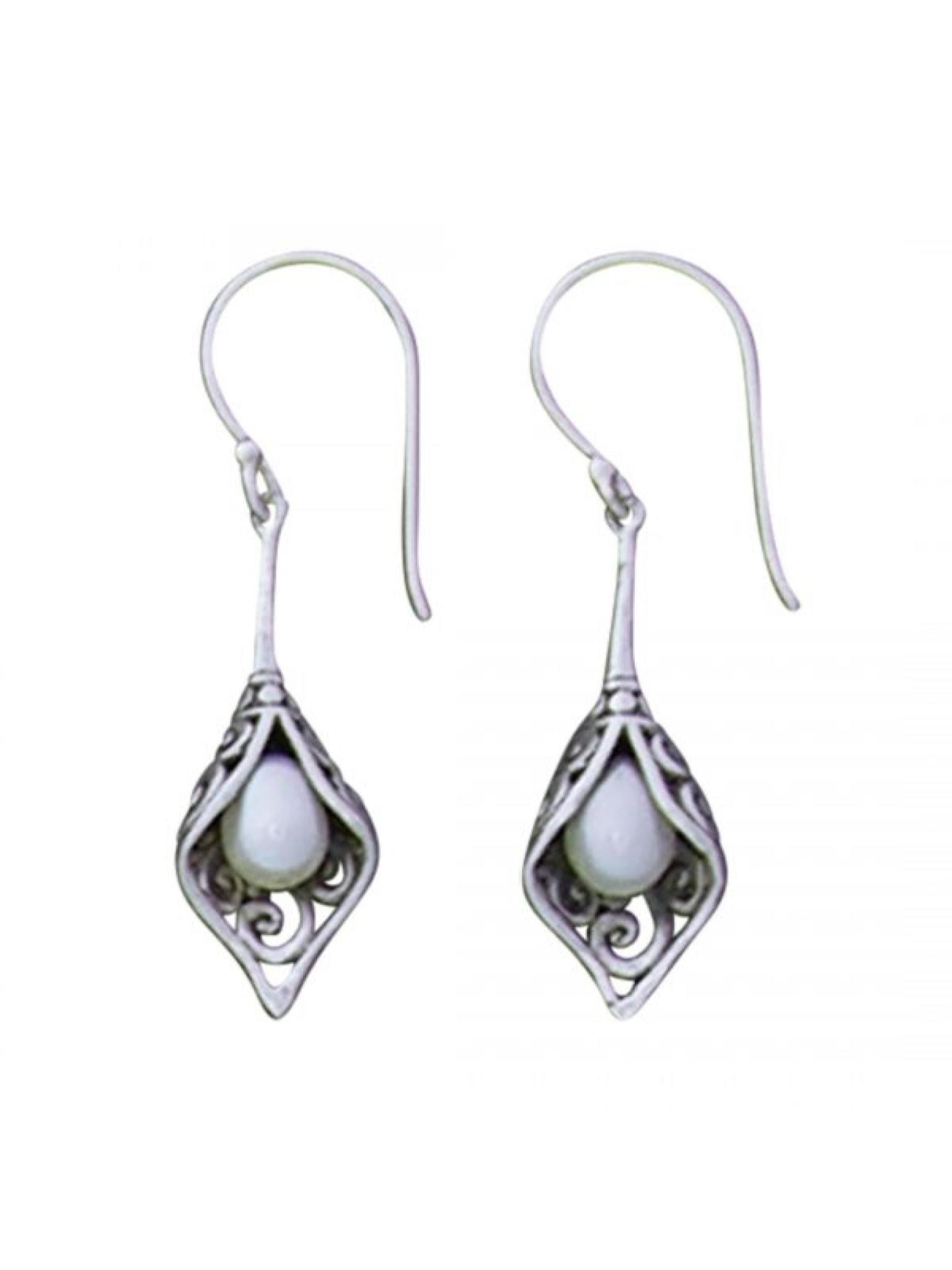 Acomo Jewelry Freshwater Pearl Drop in Open Fold Earring