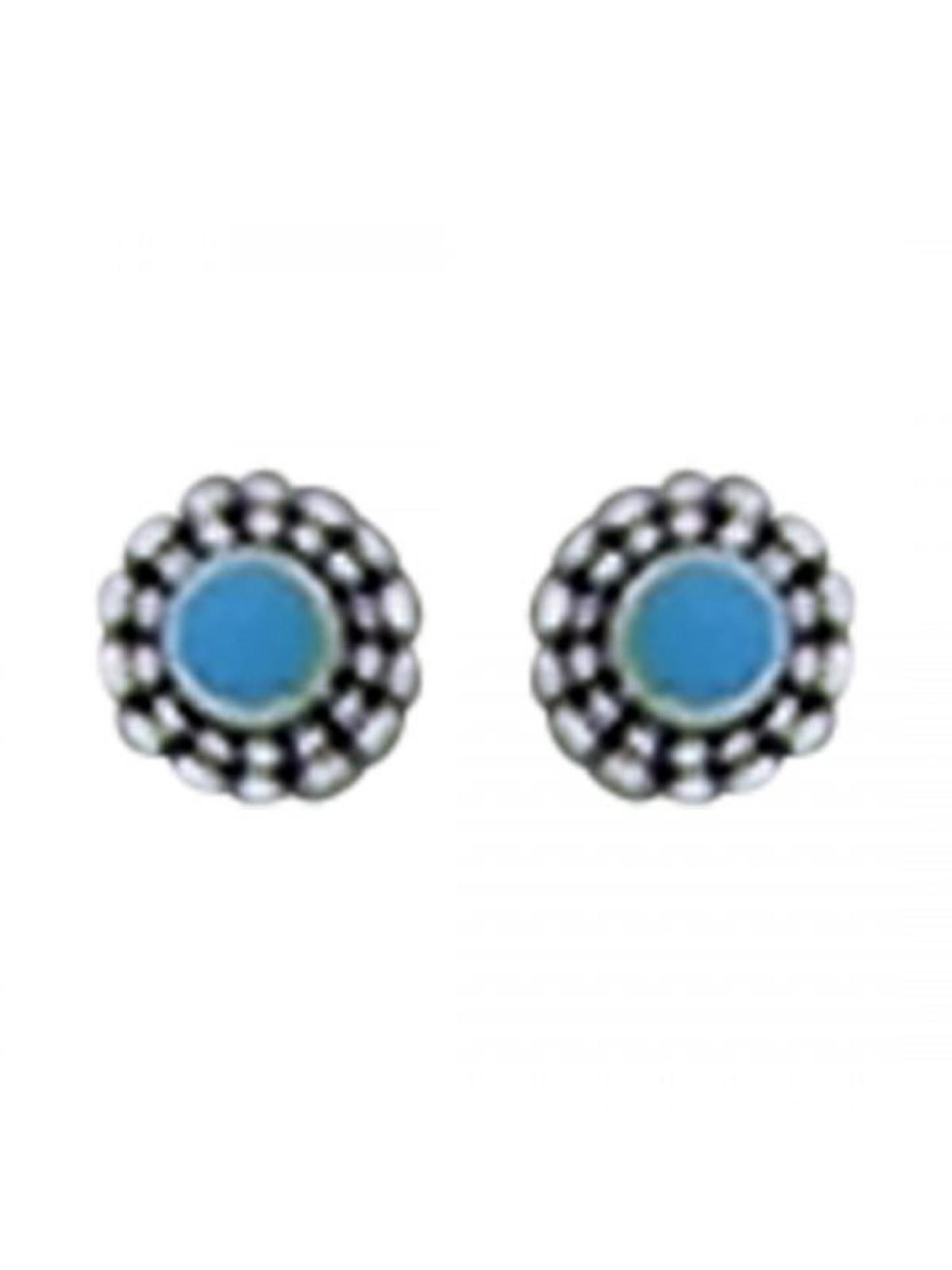 Acomo Jewelry Flower with Blue Center Stud Earring