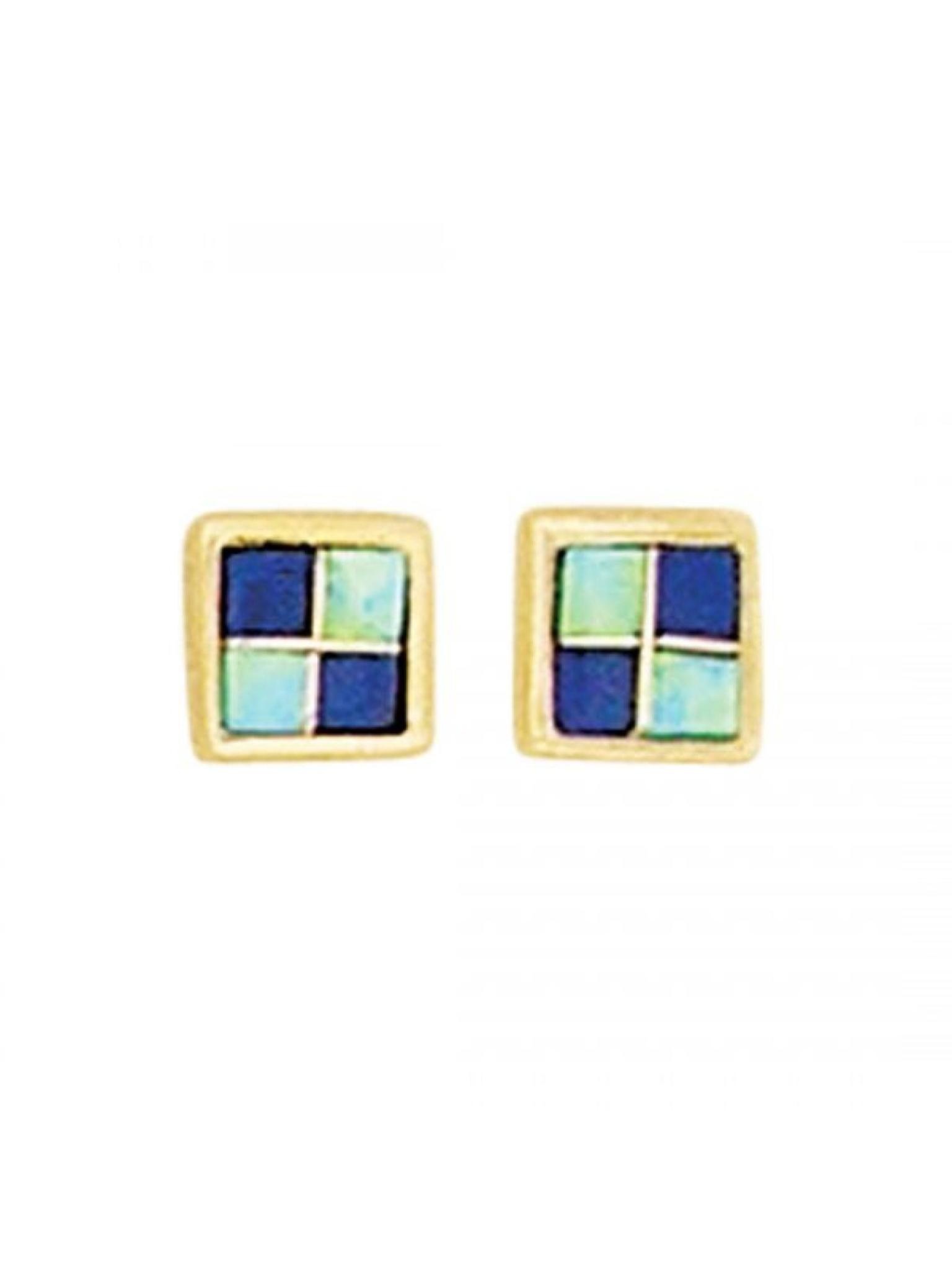 Acomo Jewelry Diamond Shaped Inlay Earring Blue