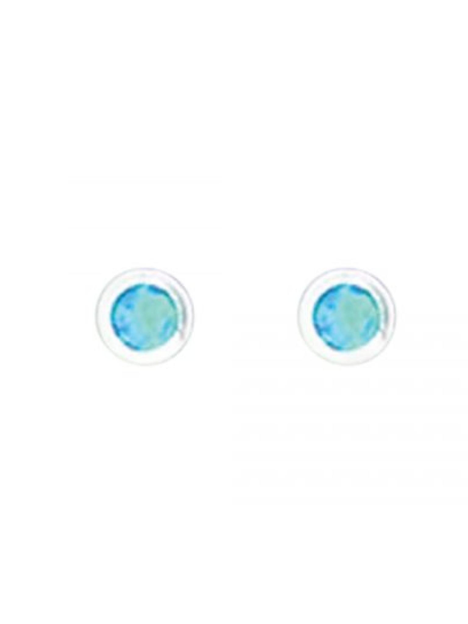 Acomo Jewelry 5mm Round Opal Inlay Stud Earring Blue