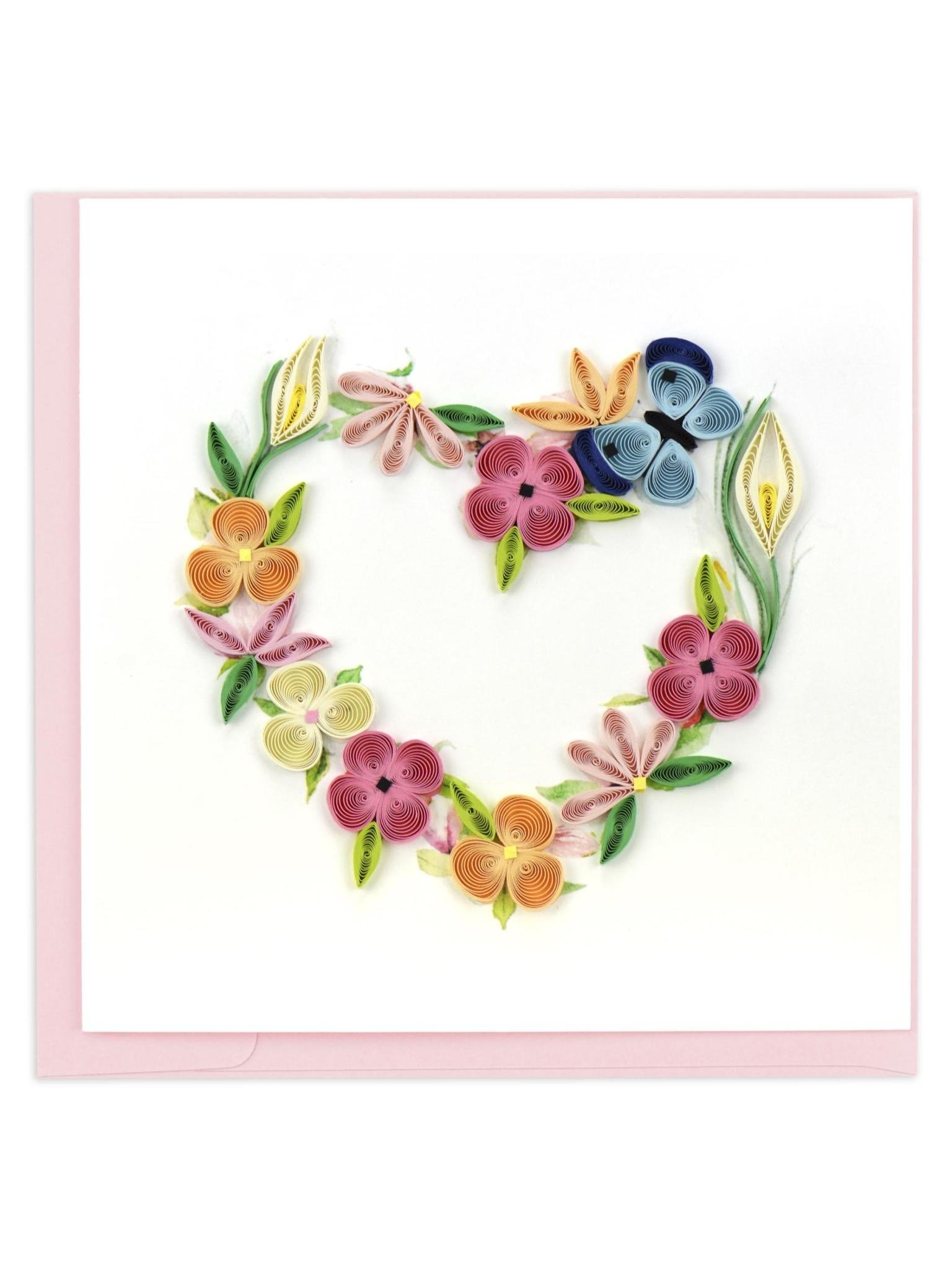 Quilling Card Floral Heart Wreath