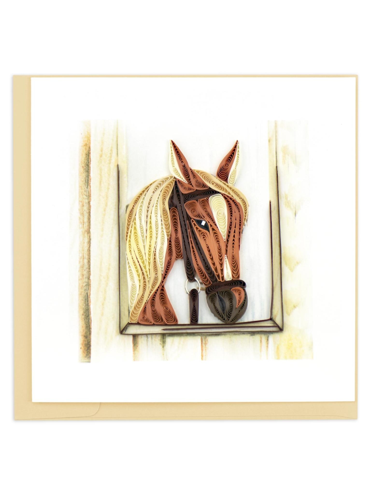 Quilling Card Horse in Stable