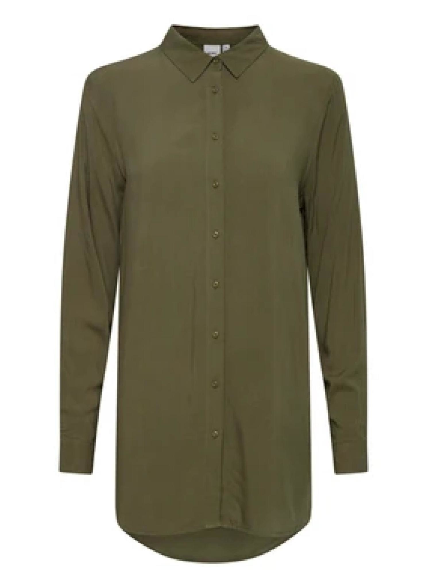 ICHI Main Button Down Long Sleeve Top
