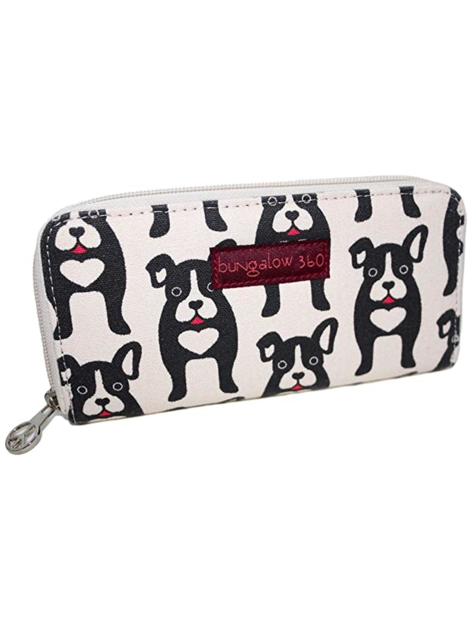 Bungalow 360 Zip Around Wallet Black Dog