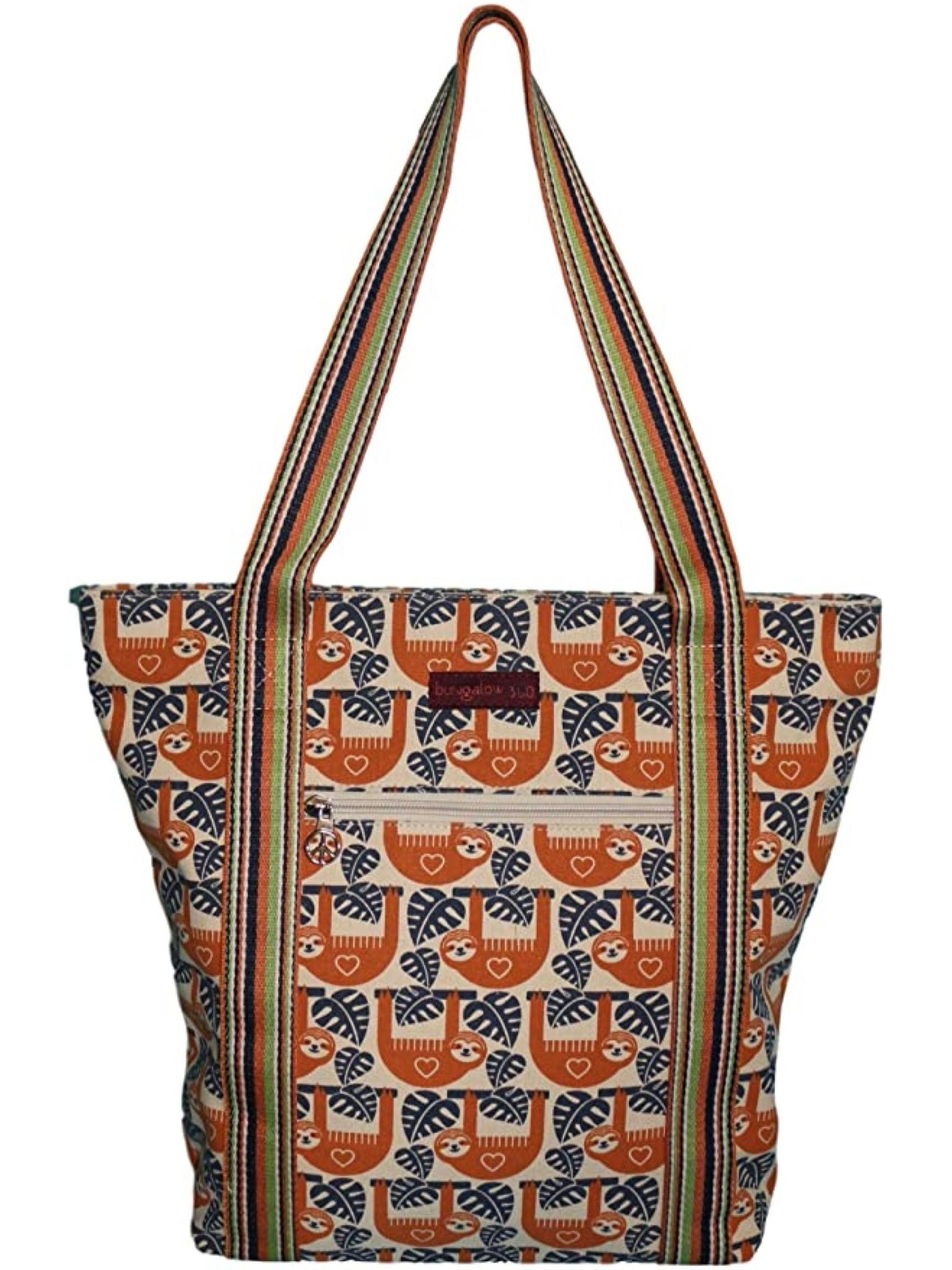 Bungalow 360 Canvas Striped Tote Sloth