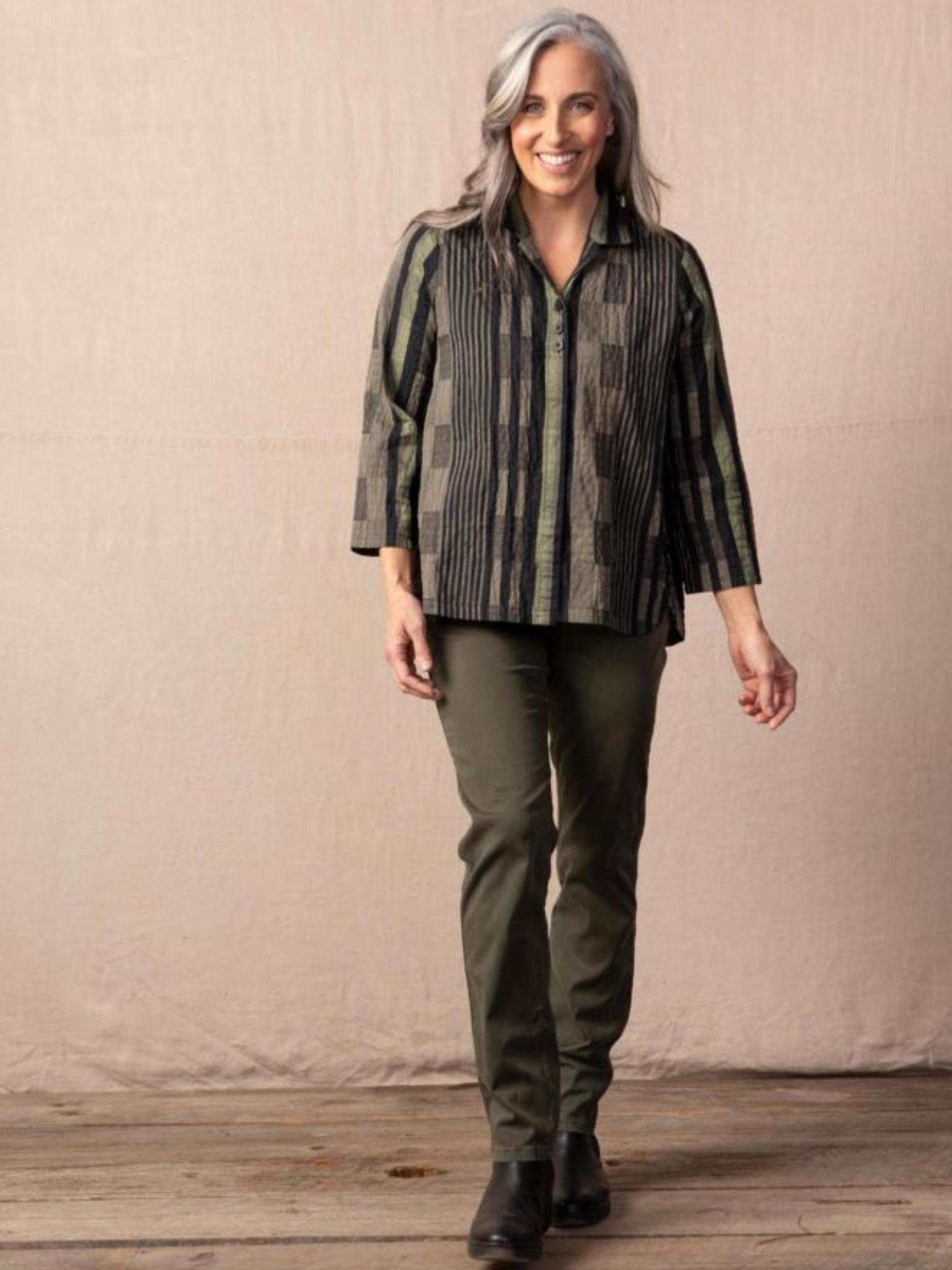 Habitat Crinkle Cotton Patchwork Placket Shirt
