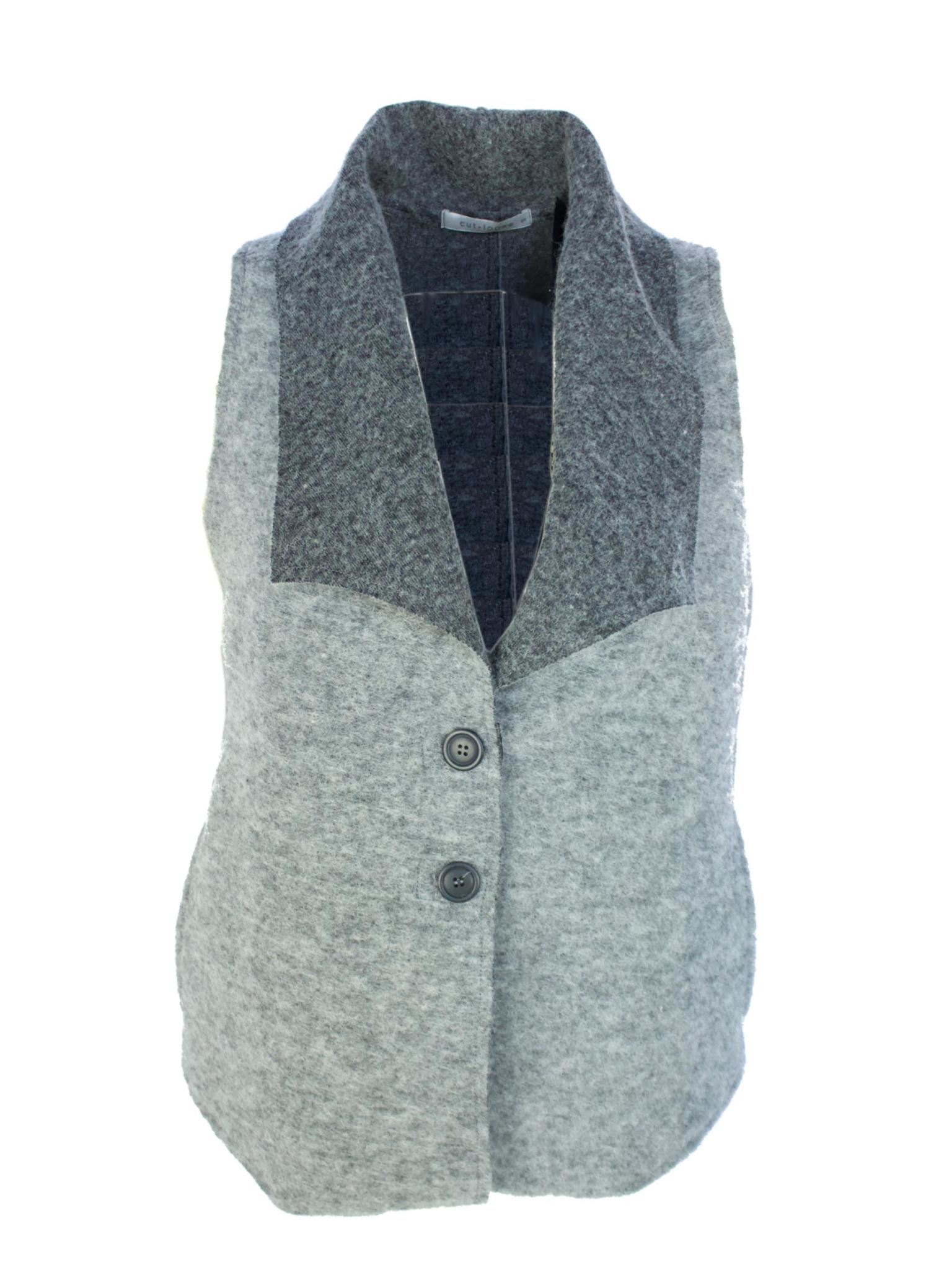 Cut Loose Lapel Collar Boiled Wool Vest