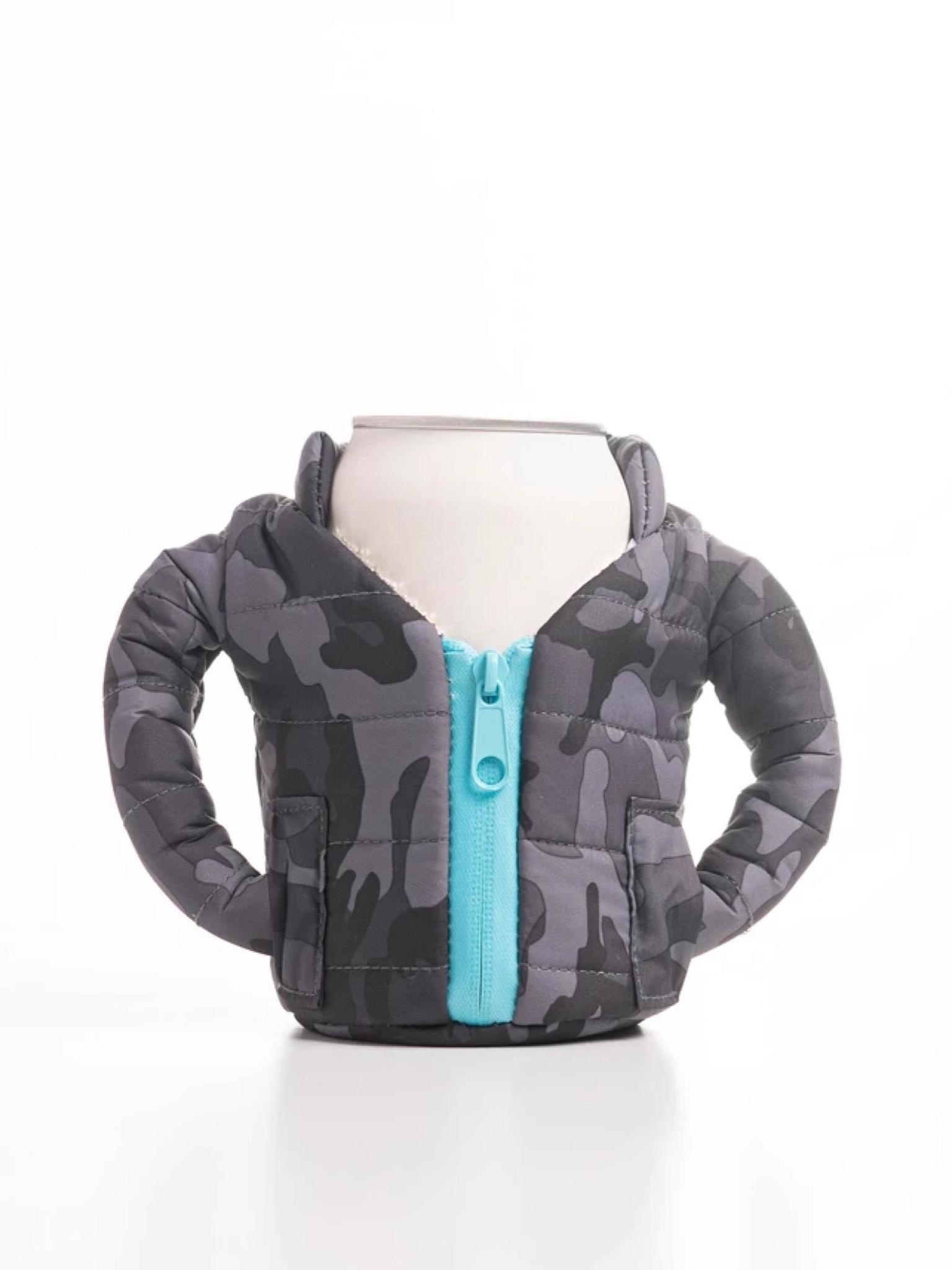 Puffin Beverage Jacket Camo Grey & Aqua