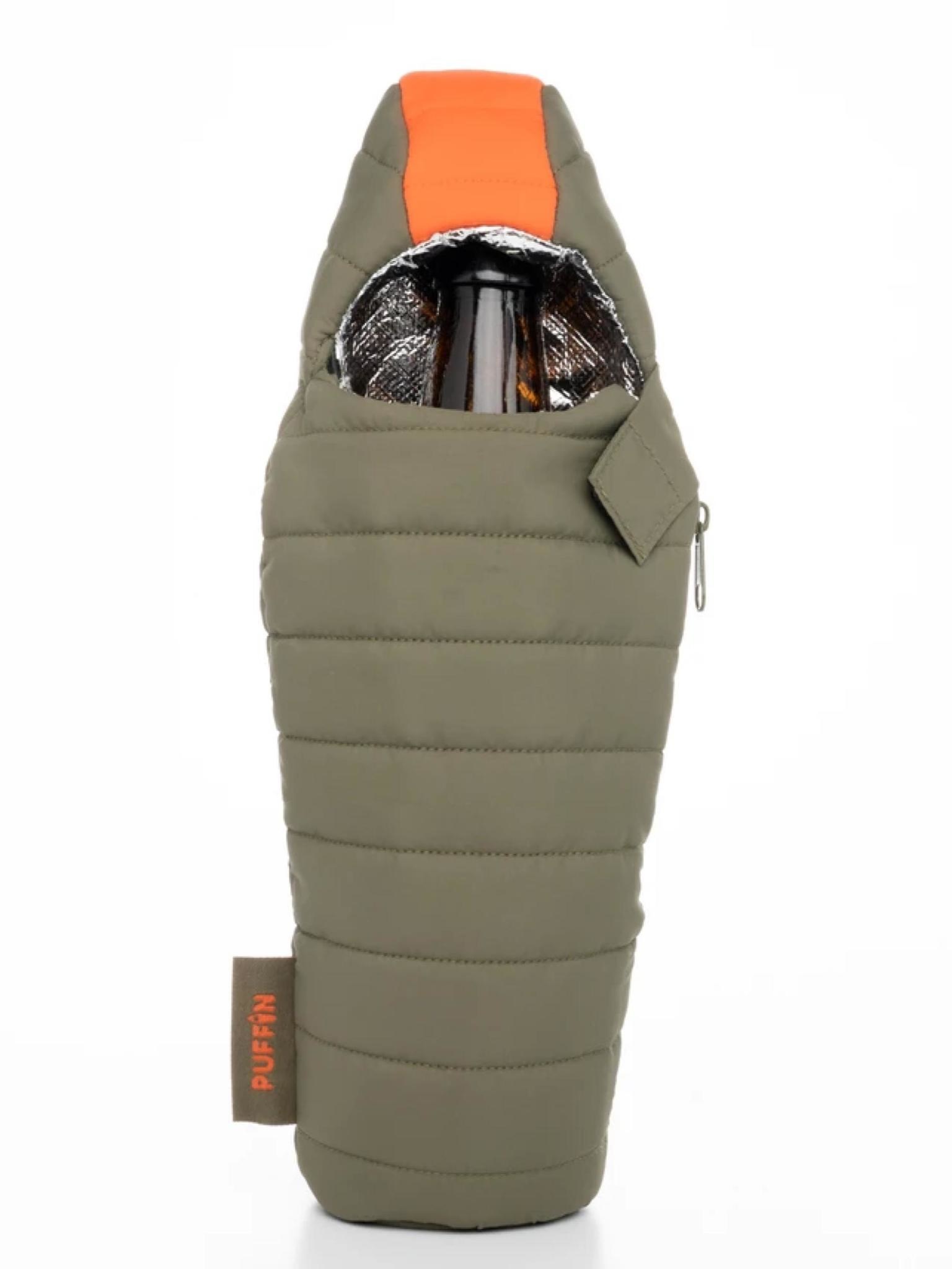 Puffin Beverage Sleeping Bag Green & Orange