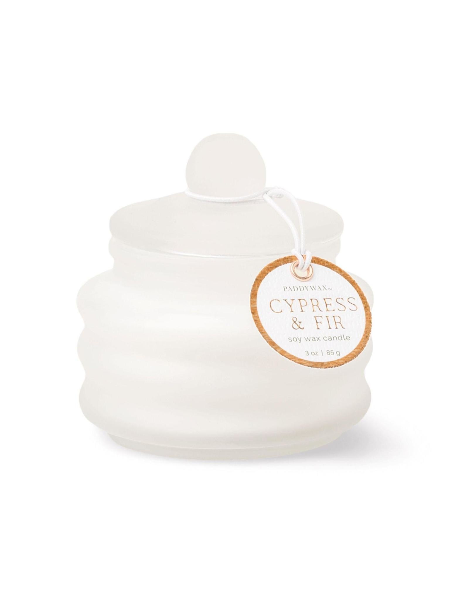 Paddywax Cypress & Fir 3 oz Beam Frosted White Glass Candle