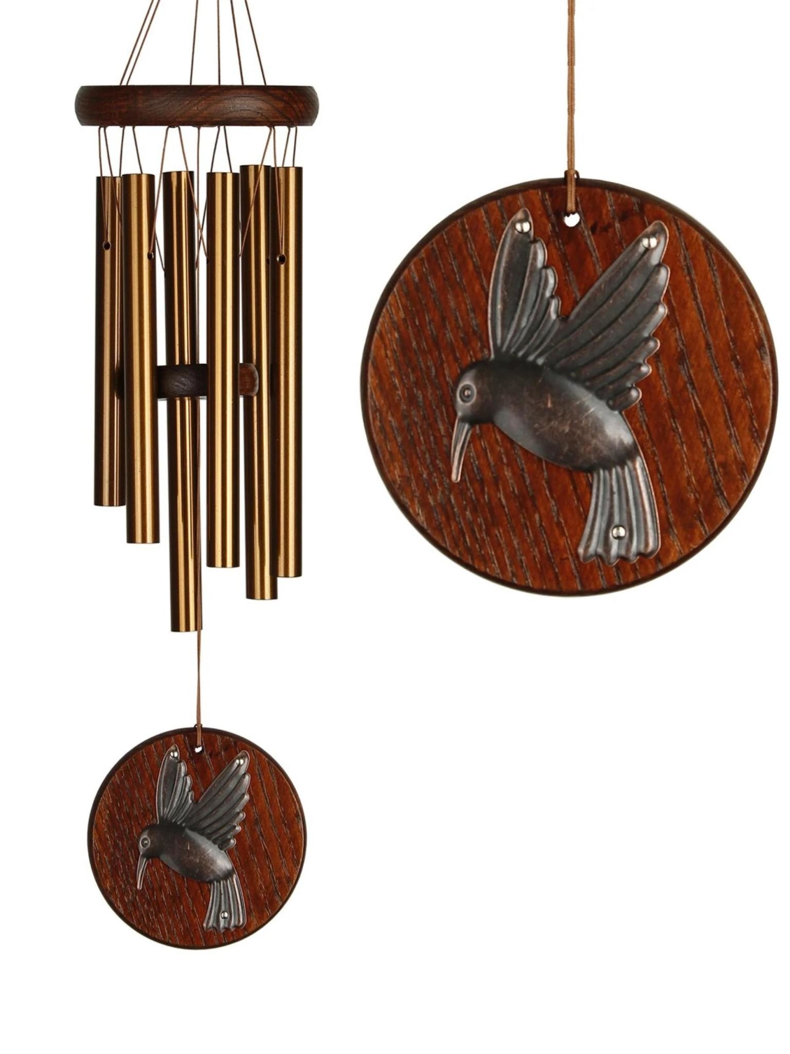 Woodstock Chimes Small Habitats Hummingbird Chime- Teak