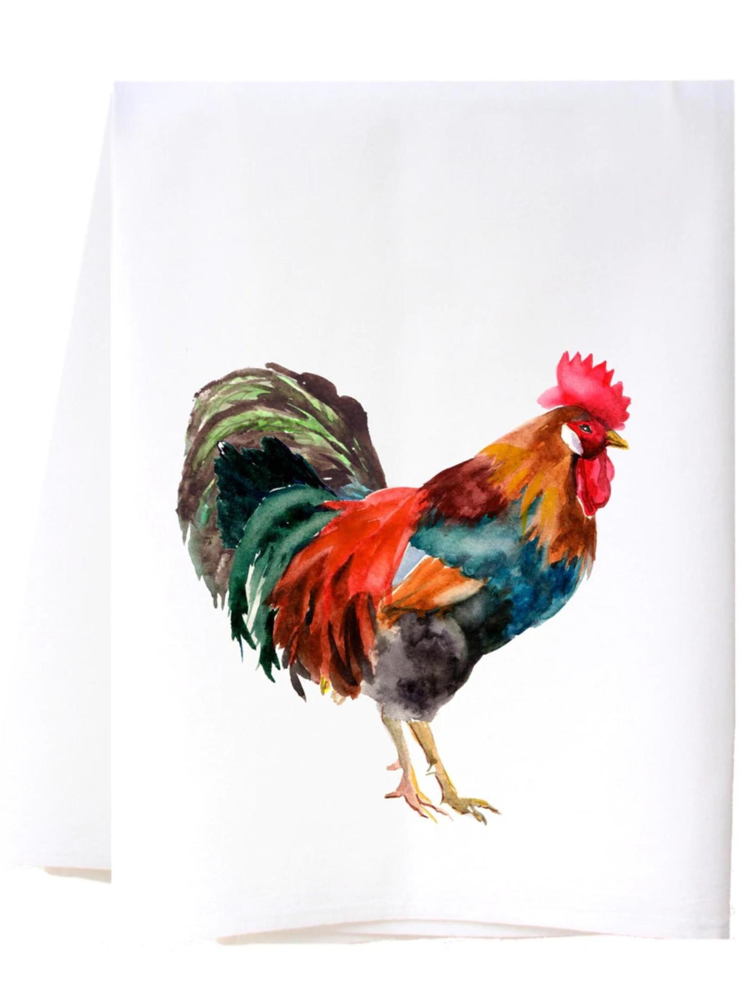 Watercolor Rooster Flour Sack Towel