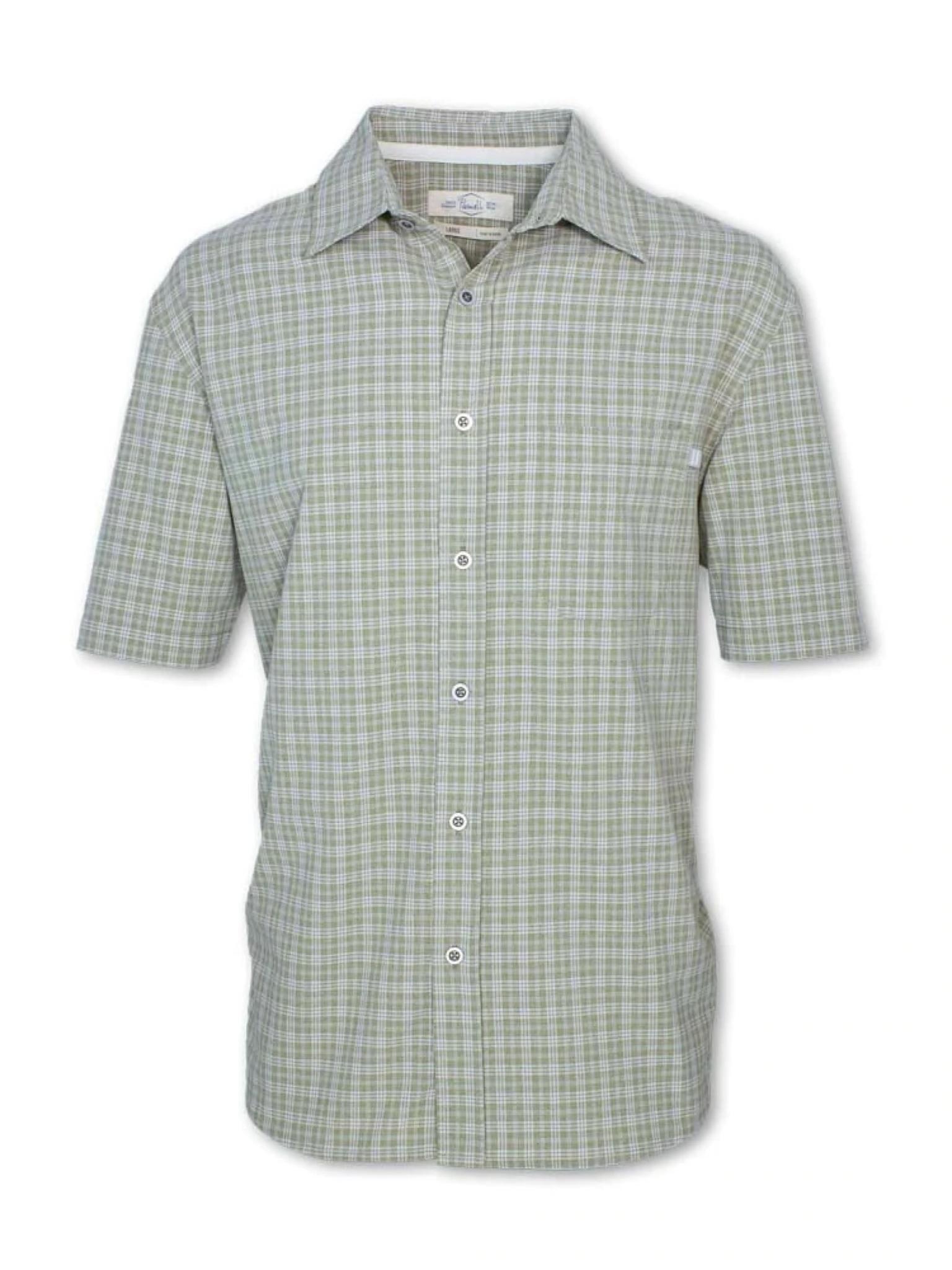 Purnell Men's Short Sleeved Quick Dry Micro Plaid Shirt