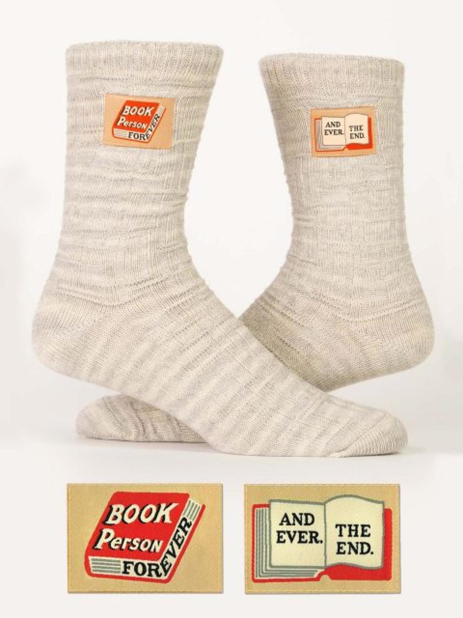Blue Q Book Person Forever Tag Socks