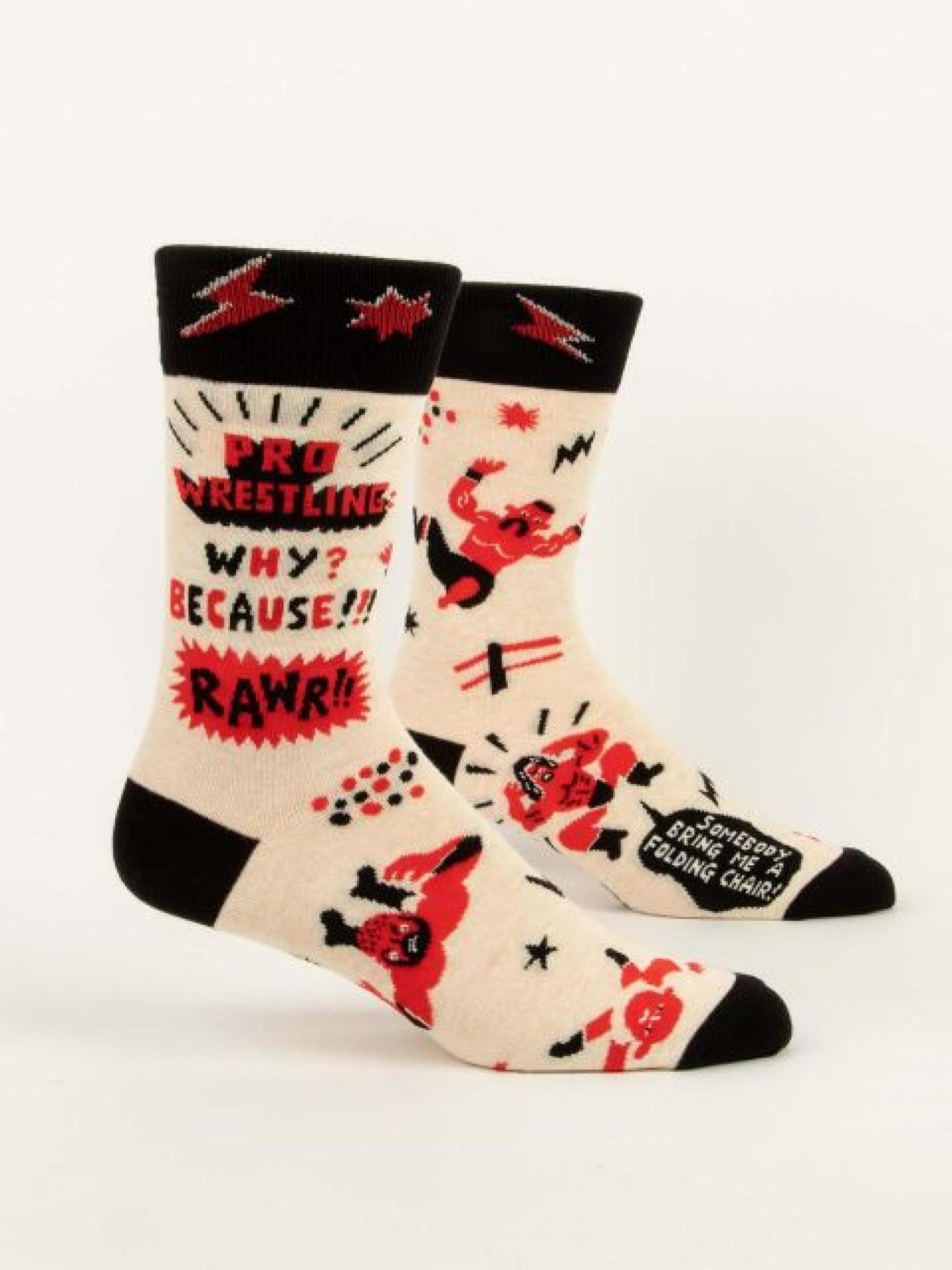 Blue Q Pro Wrestling Men's Crew Socks