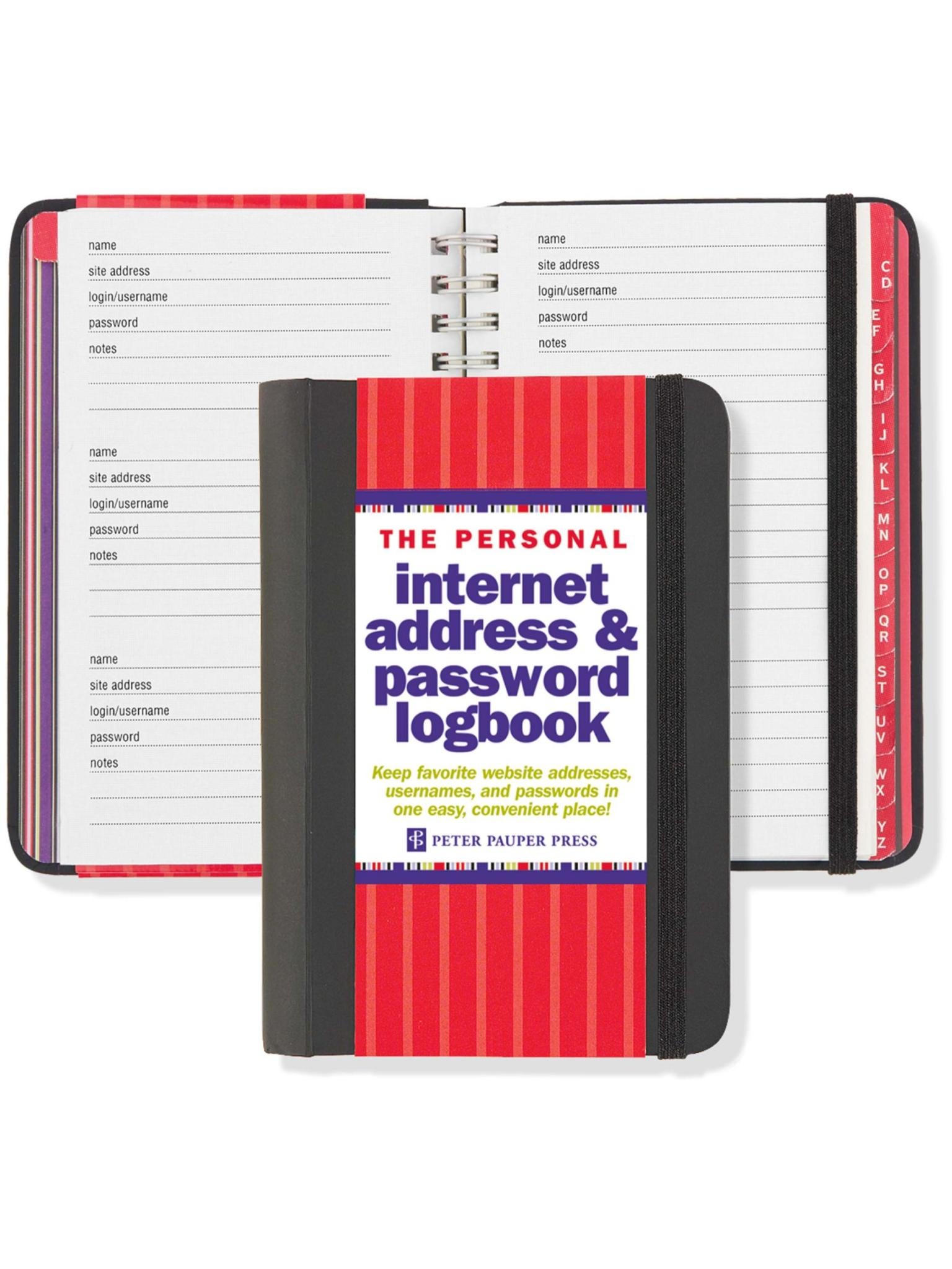 Peter Pauper Black Internet Address & Password Logbook