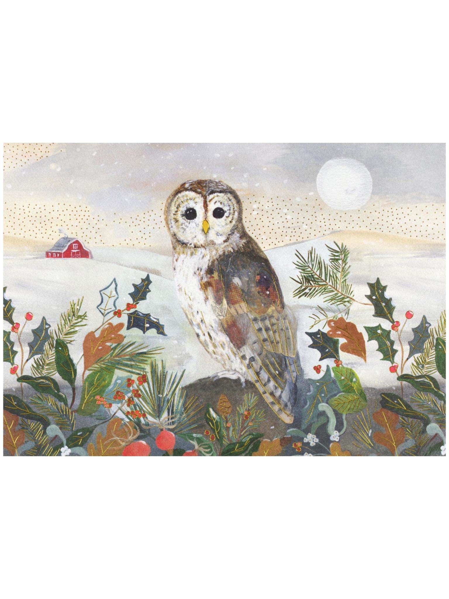 Peter Pauper Country Owl Deluxe Boxed Holiday Cards