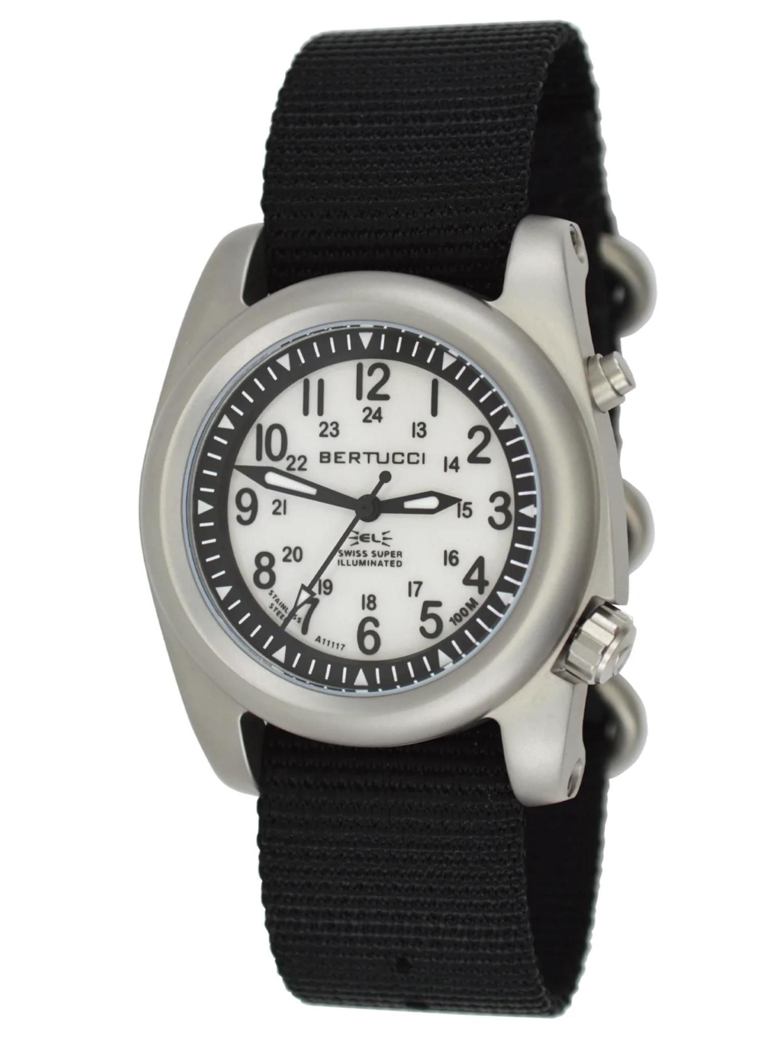 Bertucci A-2SEL Super Illuminated Backlit Watch Ghost Gray # 95 Black Nylon Band