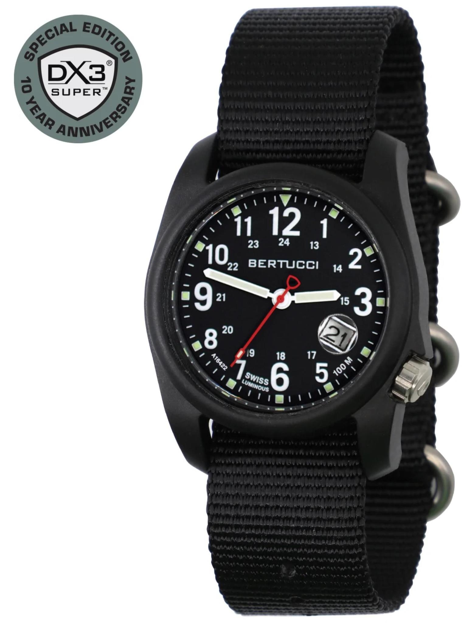 Bertucci DX3 SUPER 10th Anniversary Watch Black/Black #95 Black Nylon Band