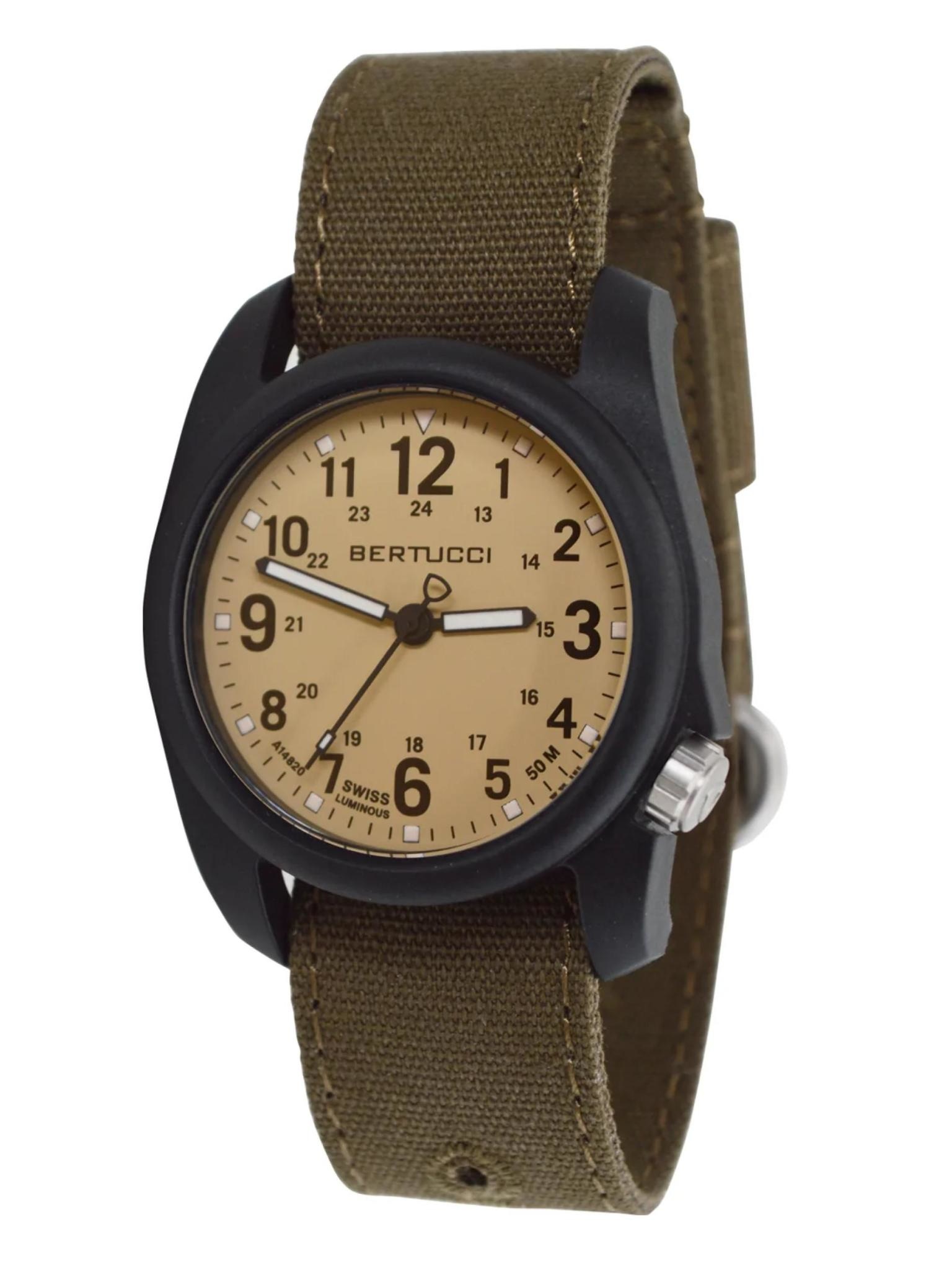 Bertucci DX3 Canvas Watch Patrol Khaki/Black #285 Bark Comfort Canvas Band