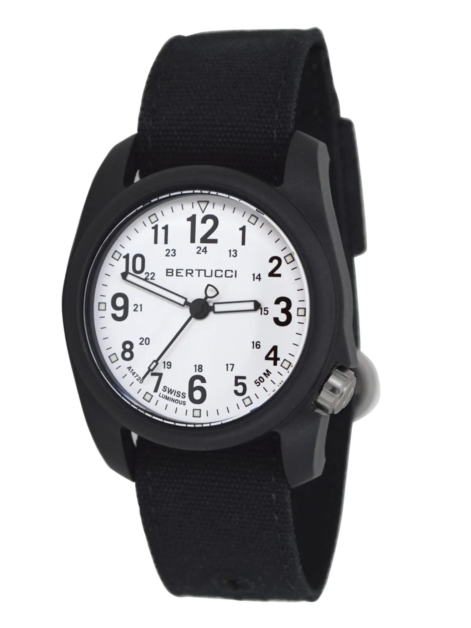 Bertucci DX3 Canvas Watch White/Black #331 Black Comfort Canvas Band