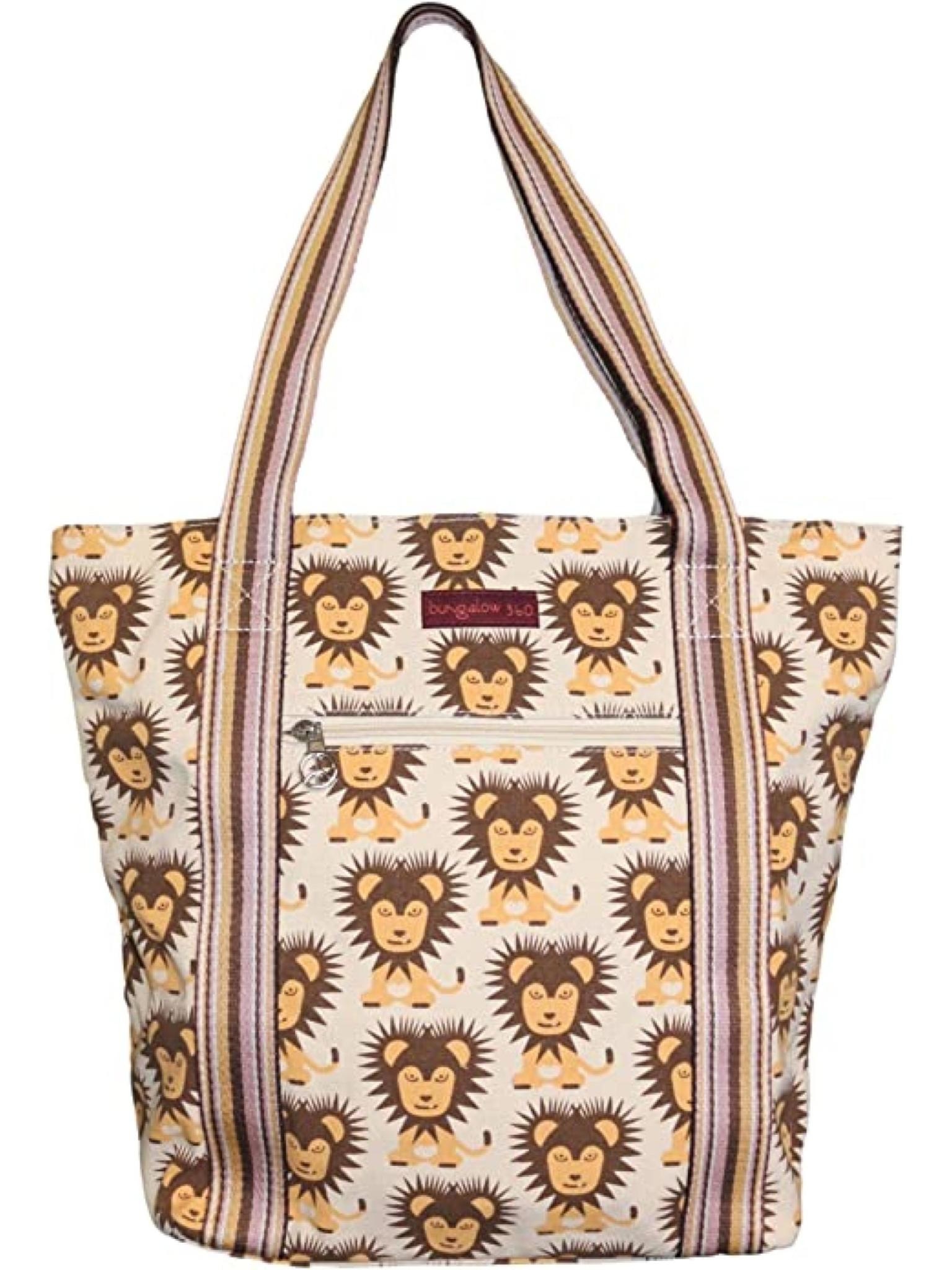 Bungalow 360 Canvas Striped Tote Lion