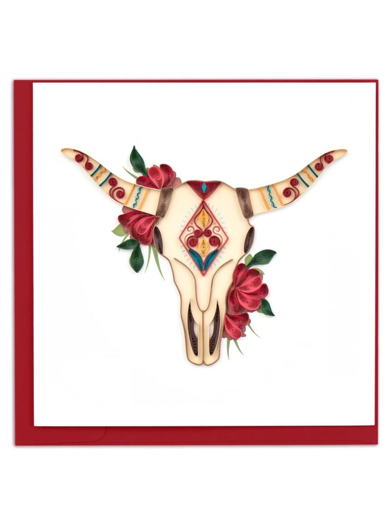 Quilling Card Decorative Longhorn Skull