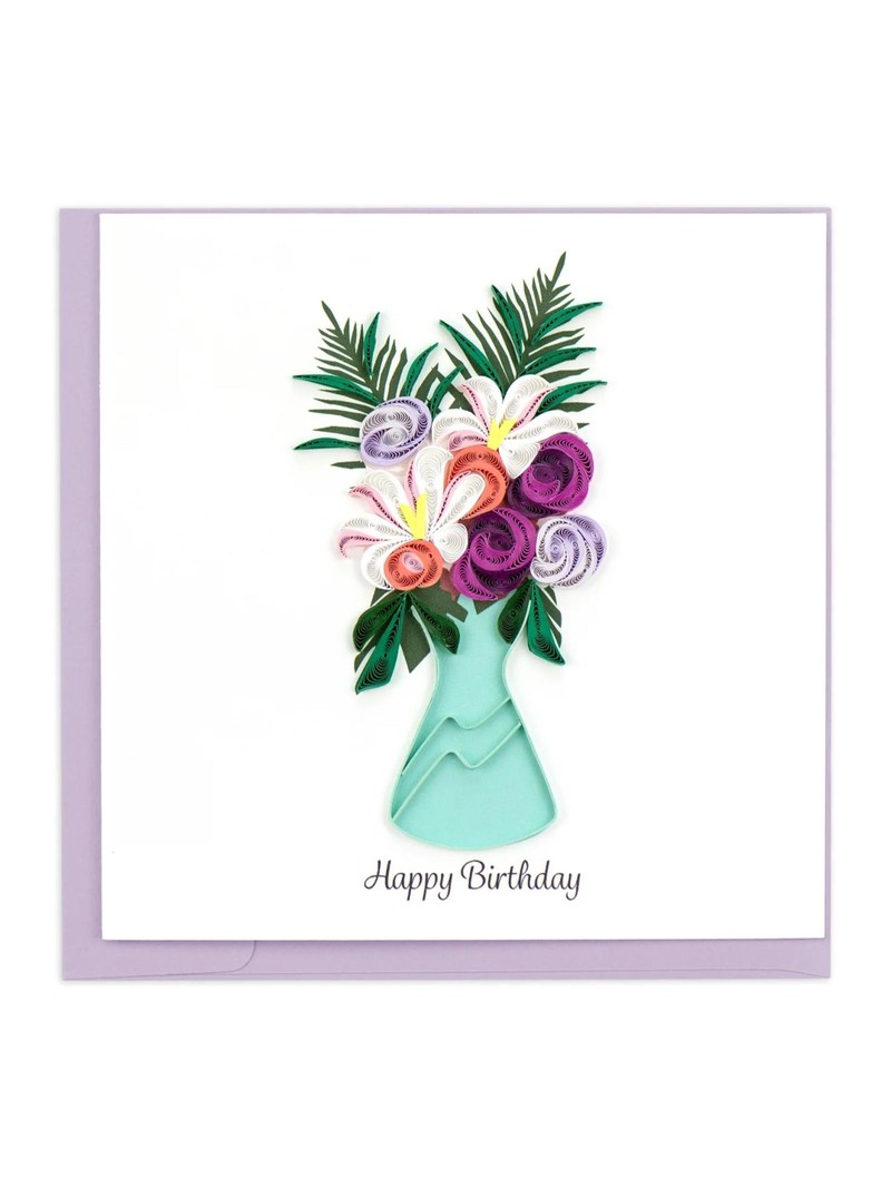 Quilling Card Birthday Flower Vase