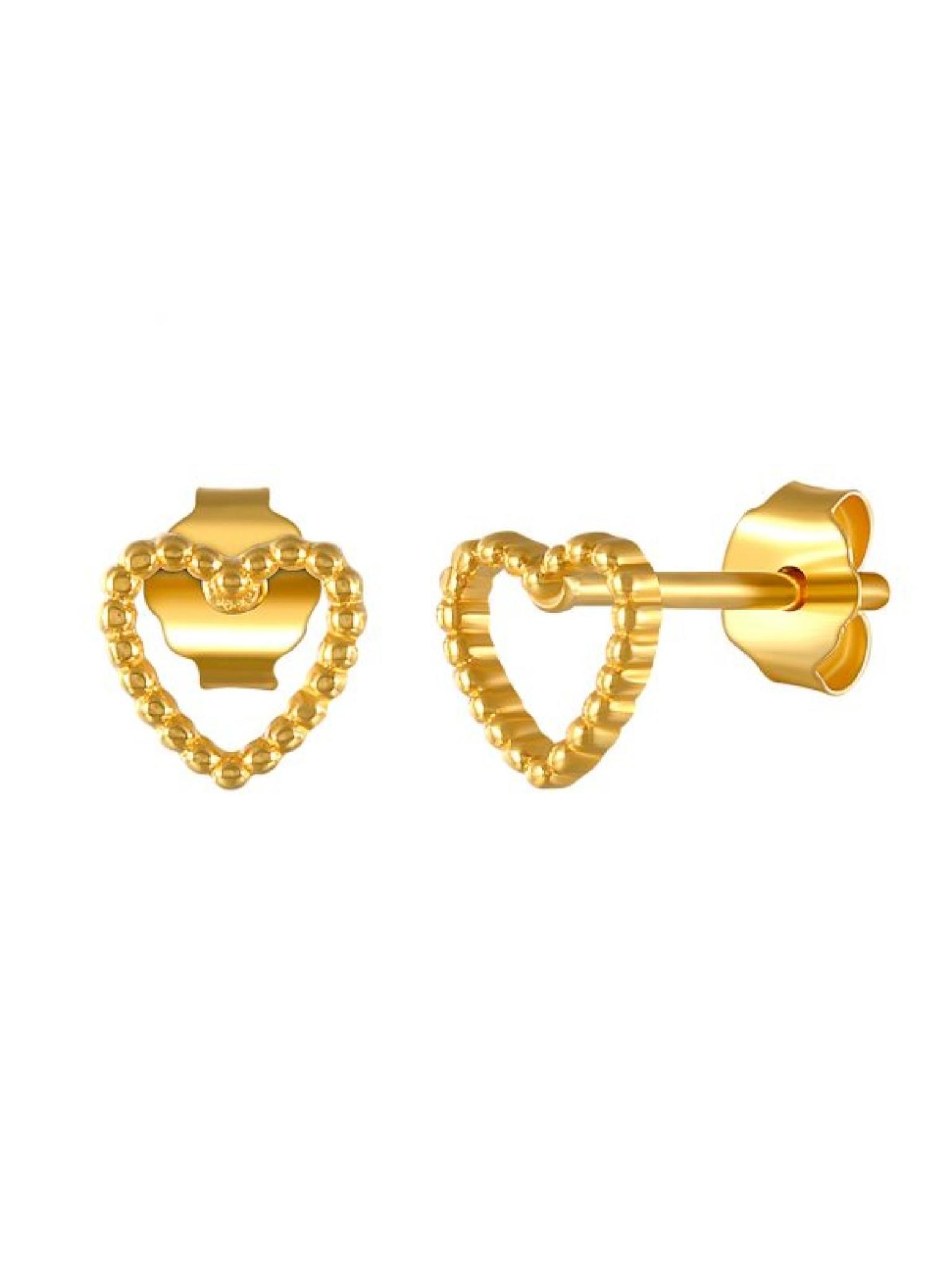 Acomo Jewelry 14K Gold Plated Beaded Heart Stud Earring