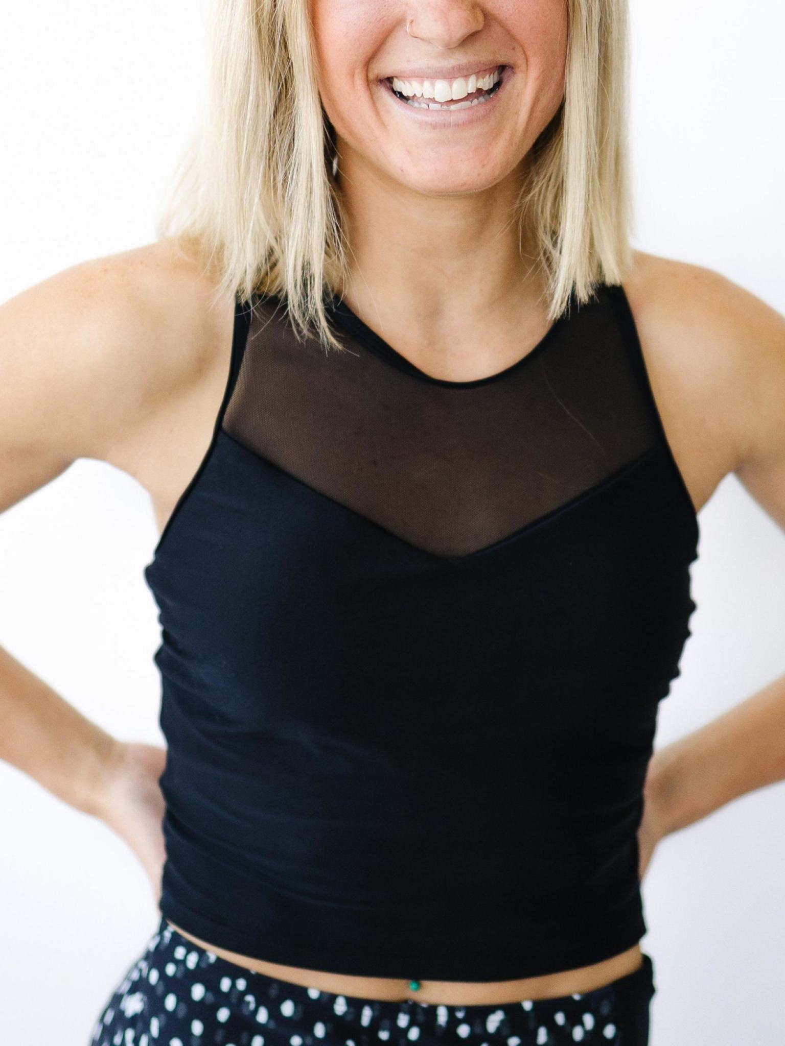 nani Swimwear Black Mesh Racerback Crop