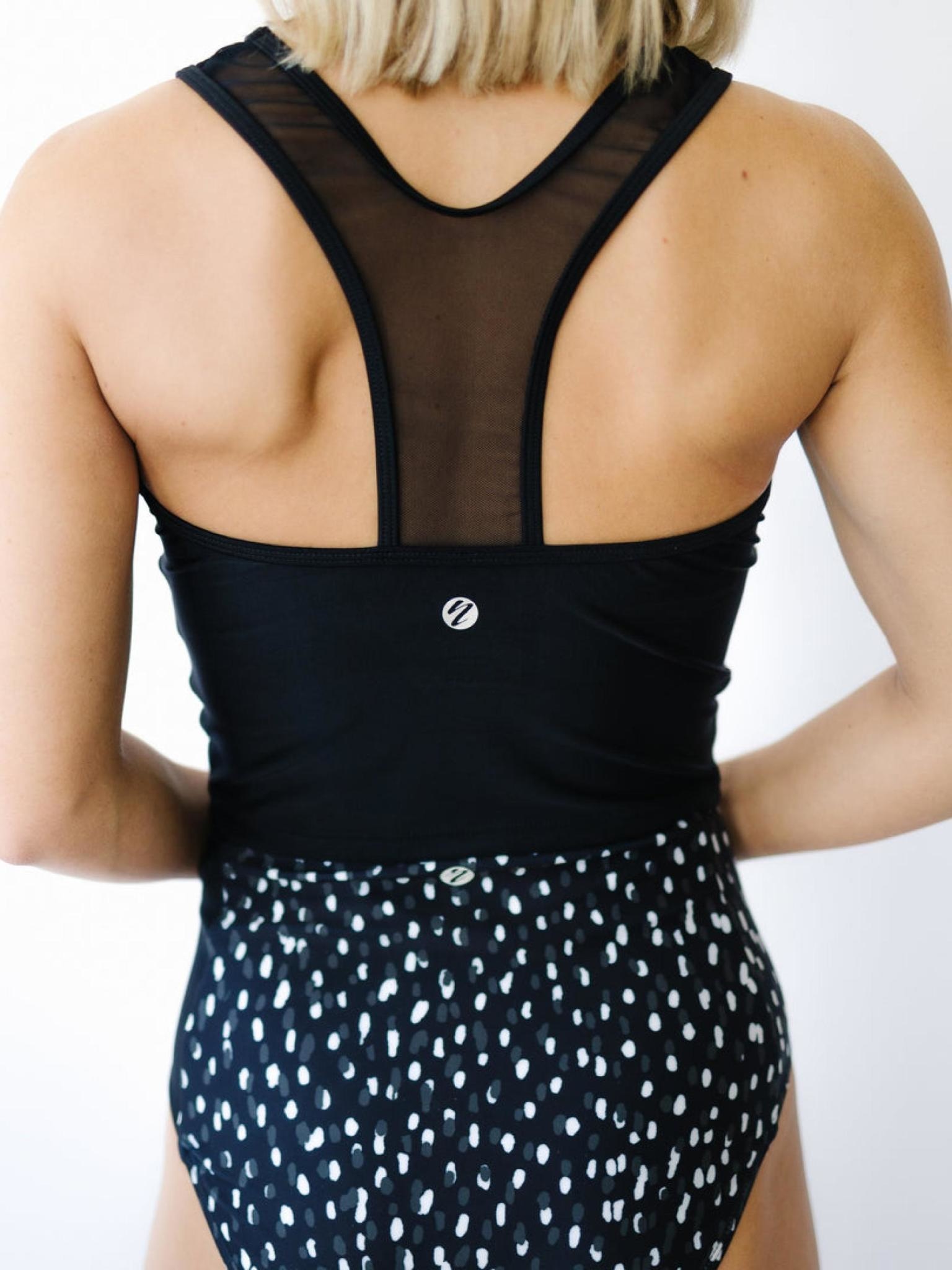 nani Swimwear Black Mesh Racerback Crop