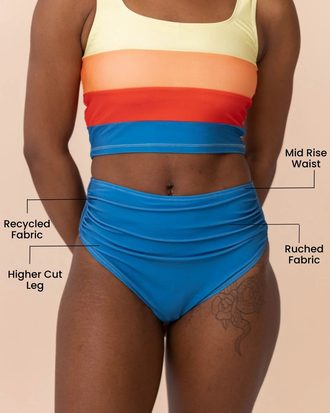 nani Swimwear Bay Blue High Leg Ruched Bottom