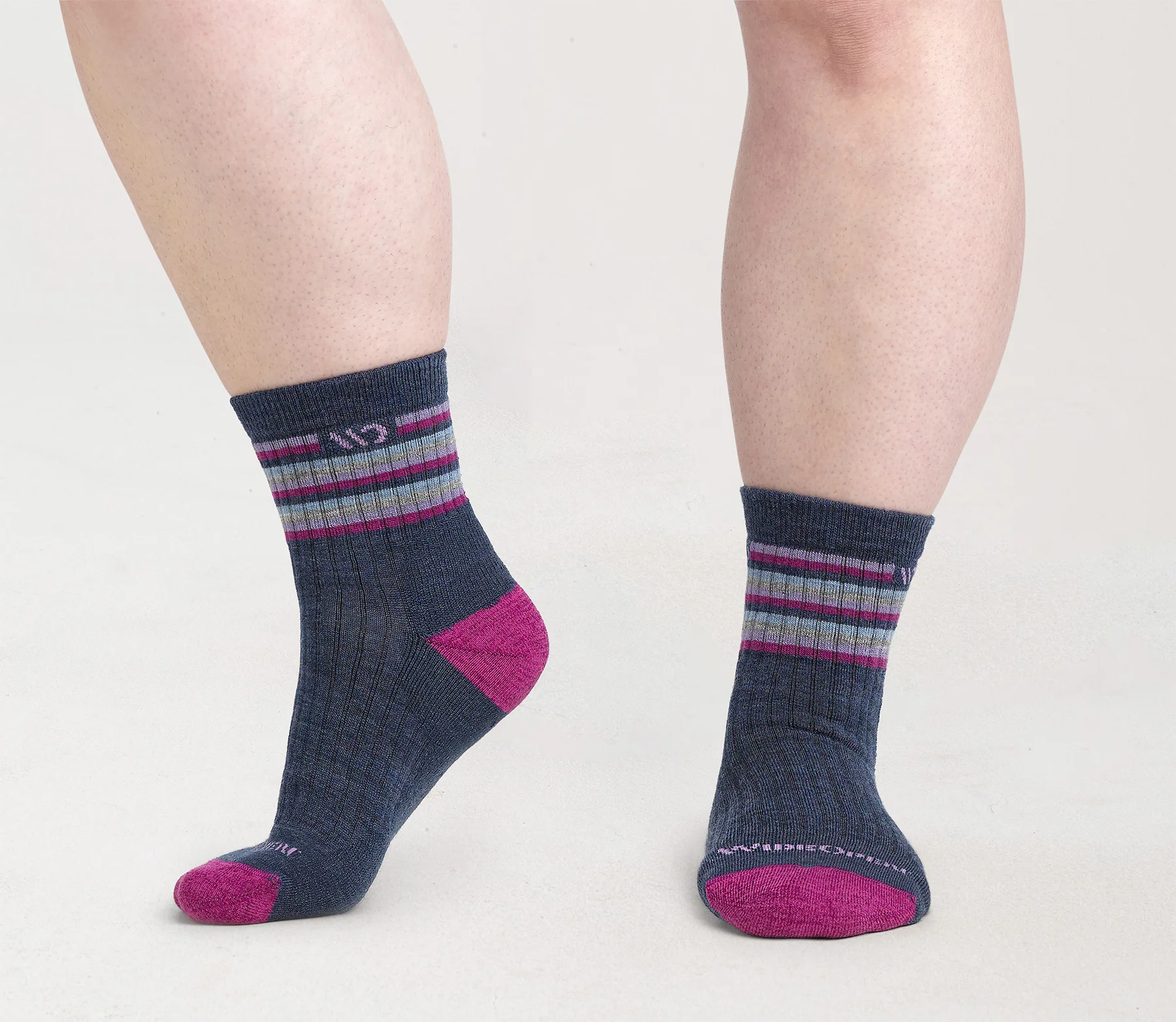 Women's Multi Stripe Midweight Micro Crew Sock