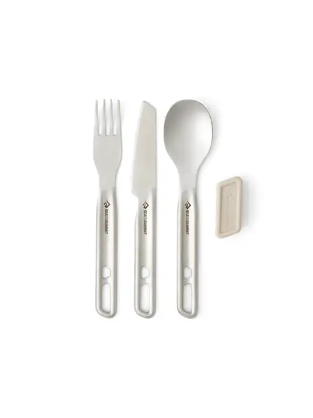 Sea To Summit Detour Stainless Steel Cutlery 3-Piece Set w/ Silicone Keeper