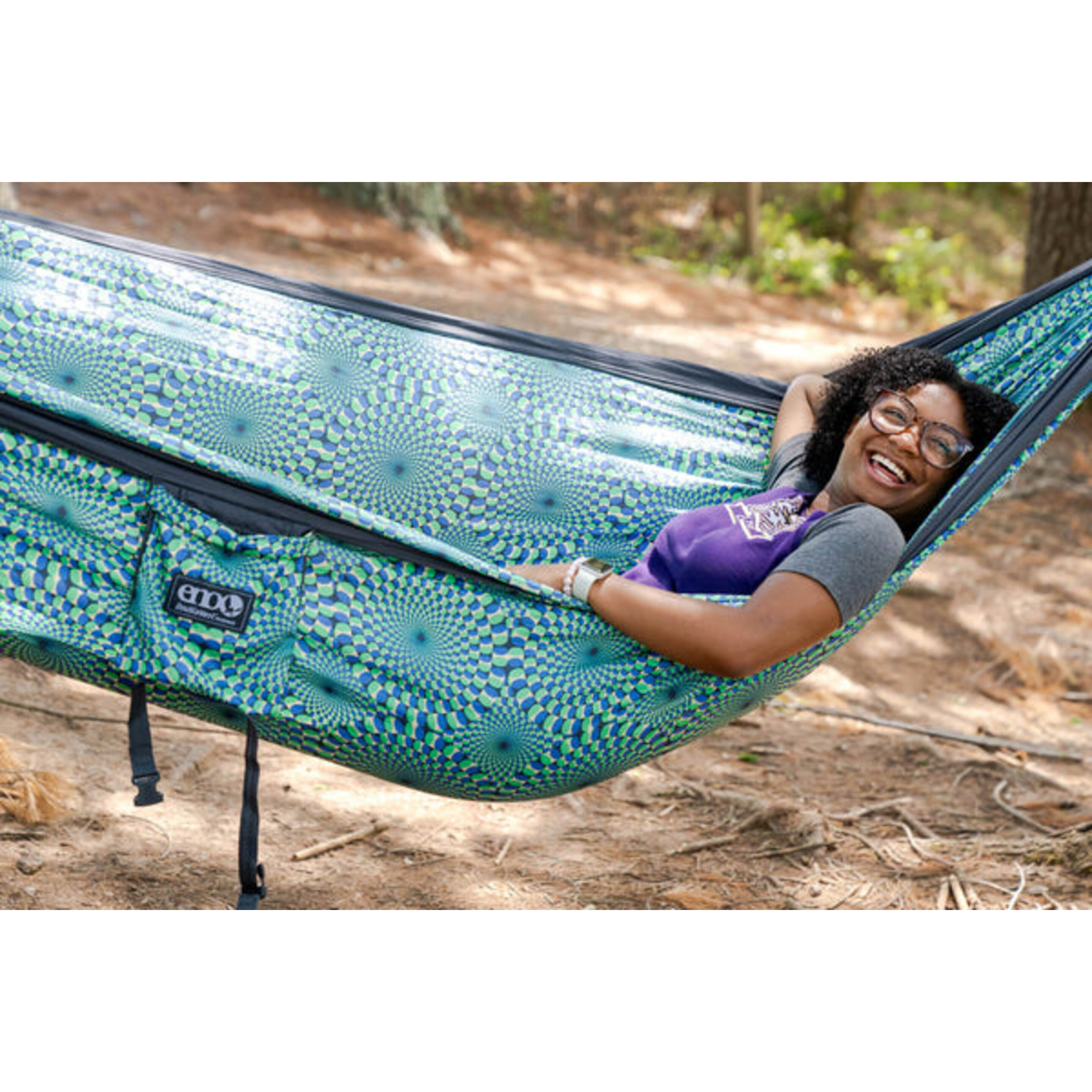ENO DoubleNest Print Hammock Optical Illusion/Charcoal - Chatham Outfitters
