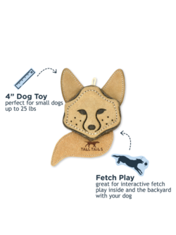 Natural Leather & Wool Fox Toy - 4"