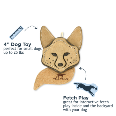 Natural Leather & Wool Fox Toy - 4"