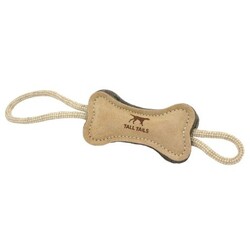 Natural Leather & Wool Bone Toy - 6"
