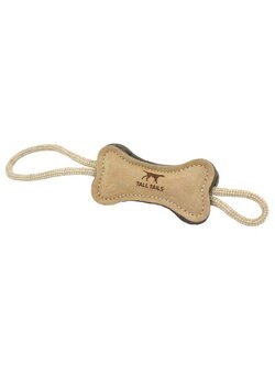Natural Leather & Wool Bone Toy - 6"