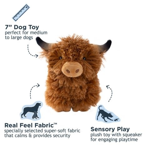 Highland Cow Indoor Fetch Ball 2 In  1 Toy 4"