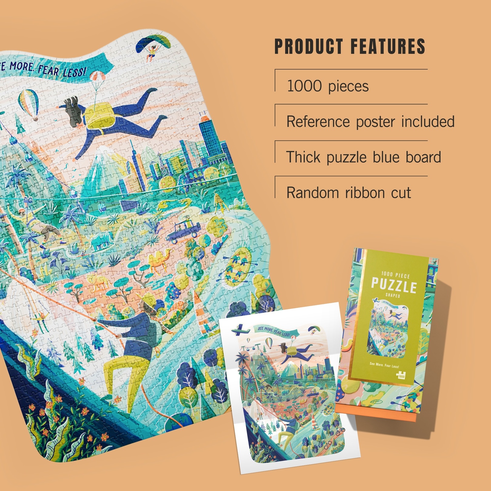 1000 Piece Puzzle, See More Fear Less, Firelight